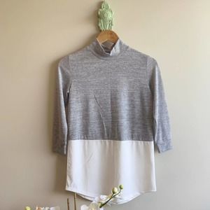 LBDUK Mixed Media Sweater Top XS NWOT grey/white